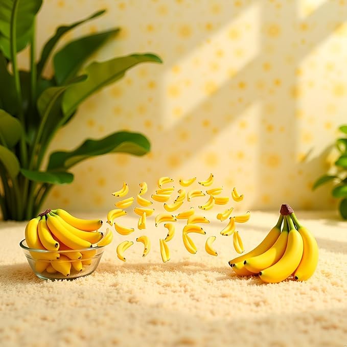 30Pcs Yellow Mini Plastic Artificial Bananas 1/12 Scale Dollhouse Accessories, Realistic Miniature Fruit Models for Fairy Garden Kitchen Decor & DIY Crafts
