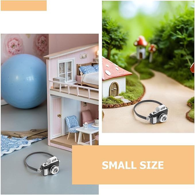 HEANUJJ 5pcs Miniature Dollhouse Camera Prop - Vintage Style Camera Model for Diorama DIY Microlandscape Home Decor Photography Props - Dollhouse Accessories
