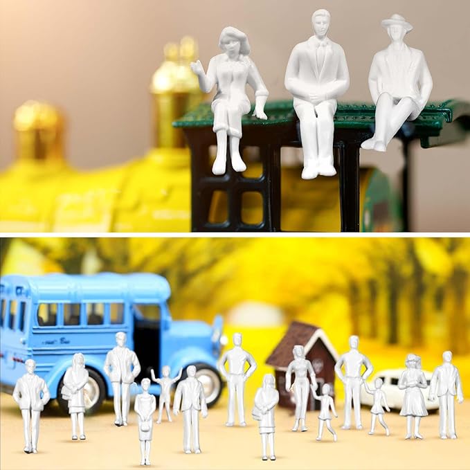 Namalu 30 Pcs, 1: 25 Scale Scale White Unpainted Mini People Figures Miniature People for Model Trains Architectural Standing and Sitting Mini Diorama Figures for Architectural Project
