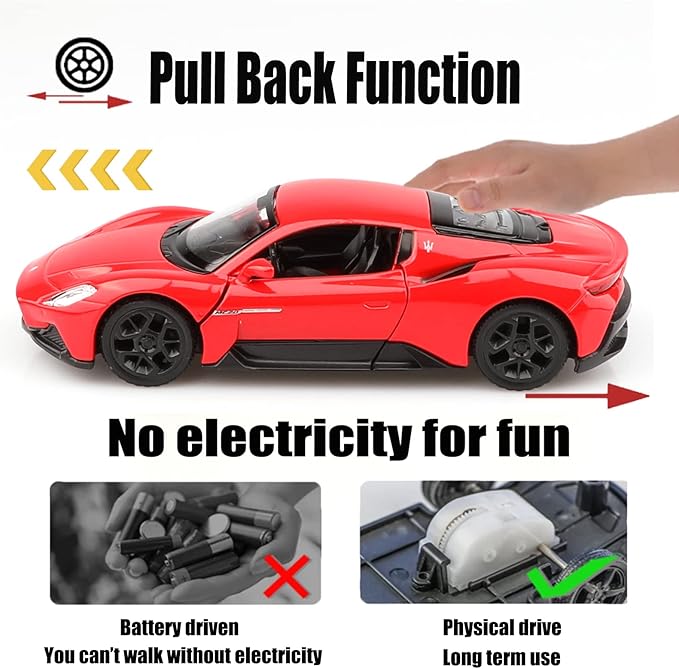 1/36 Scale Maserati MC20 Diecast Model Car,Pull Back Vehicles Toy Cars,Cars Gifts for Boys Girls