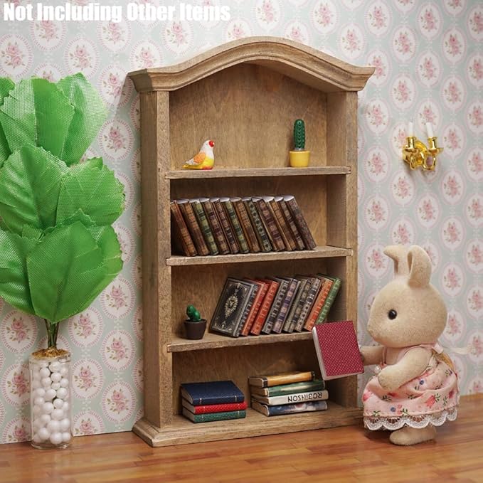 Odoria 1/12 Miniature Shelf Mini Bookshelf Bookcase Miniatures Dollhouse Furniture Accessories Doll House Accessory, Retro