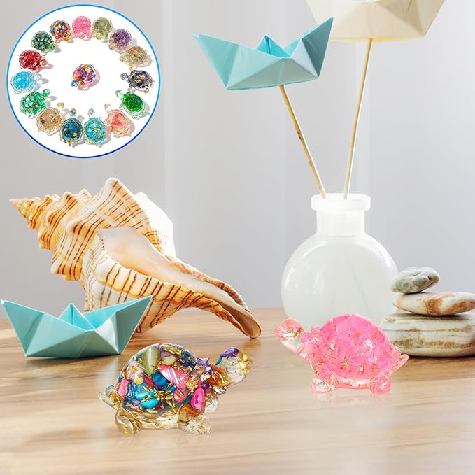 16 PCS Mini Crystal Turtle Figurine Handmade Sea Turtle Animal Figurine Healing Resin Decor Art Animal Statues for Home Office Birthday Party Gift Party Favors