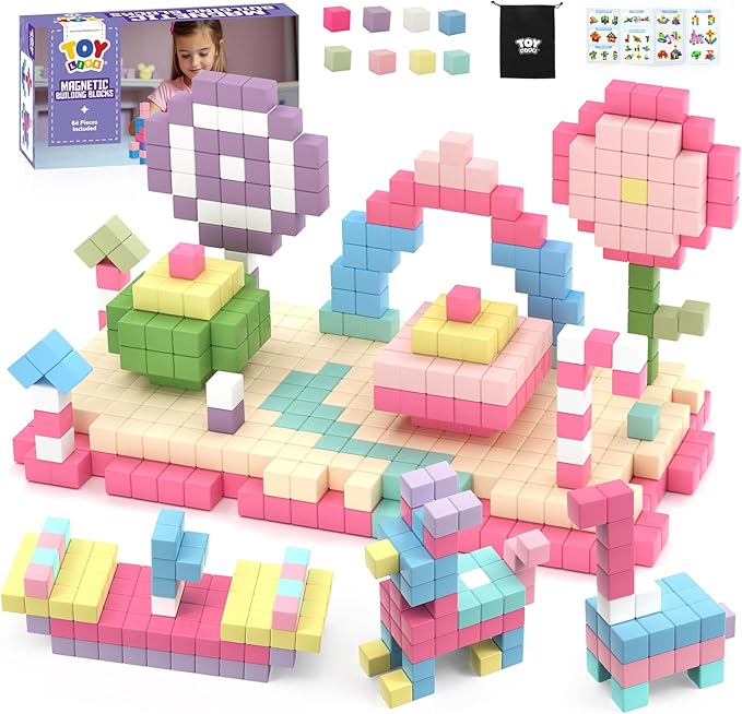 TOY Life 64 Pcs Magnetic Blocks for Kids Ages 3-5, Magnet Building Blocks for Toddlers, Magnetic Blocks for Kids Ages 4-8 Girls & Boys, Educational Learning Building Toys for Age 3 4 5 6 7 8-12