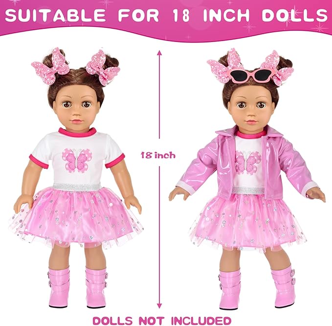 American 18 Inch Dolls Clothes Pretend Makeup Accessories Gift Playset for Girls,Cosmetic Bag Toys Fits for 18" Dolls Include Skirt Outfit Shoes Sunglasses Makeup Stuffs Doll NOT Include