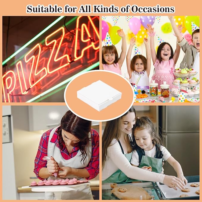 Huoshange 5 Inch Thin Mini Pizza Boxes,100 Pack Small White Pizza Boxes for Cookie,Mini Pies, Party Favors and Crafts(5x5x1 Inches)
