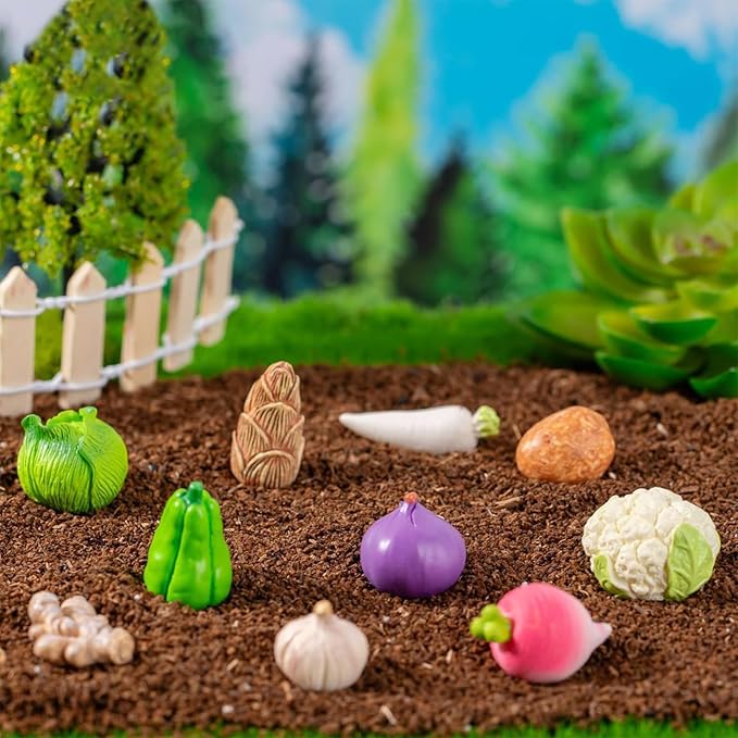 Cayway 22 PCS Miniature Food Mini Vegetables Fairy Garden Accessories for Miniatures Food Kitchen Mini House Store, Micro Landscaping Decoration