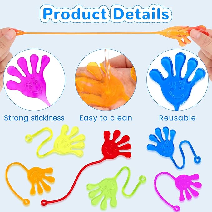 24PCS Stretchy Sticky Hands Toys for Kids, Rubbery Sticky Goodie Bag Stuffers Toy for Christmas Party Supplies, Colorful Sticky Slap Hand Toys for Boys Girls Classroom Prizes