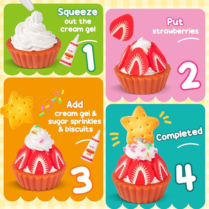 Alritz Making Miniature Food Toys Set, Mini Desserts Drinks Maker Craft Kit, DIY Simulated Strawberry Cake Pretend Play Food Set for Kids Teens Adults Ages 8 9 10+, Christmas Birthday Party Gift