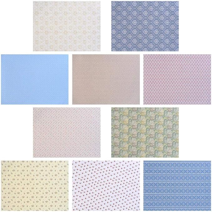10Sheets Dollhouse Wallpaper Miniatures Dolls House Floor Paper Card Sticker Effect Paper Flooring Pape-r Gloss Card Sheet Mini Lovely Wall Papers DIY 1/12 1/6 Scale Dolls House Floorboards Real Life