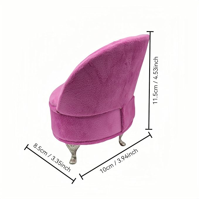 CONCISE Adult Dollhouse Furniture 1/6 1/12 Scale Miniature Velvet Sofa Hidden Jewelry Box for Women 14+ Collectors Ring Earring Necklace Bracelet Trinket Keepsake Storage Diorama Model Kit Display