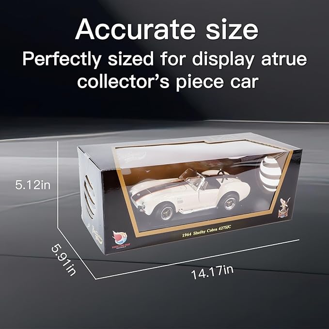 1964 Shelby Cobra 427S/C 1:18 Diecast - 7.0L V8 Semi-Competition | Opening Doors, Steering Linkage, Premium Gift Box | Ages 14+,White