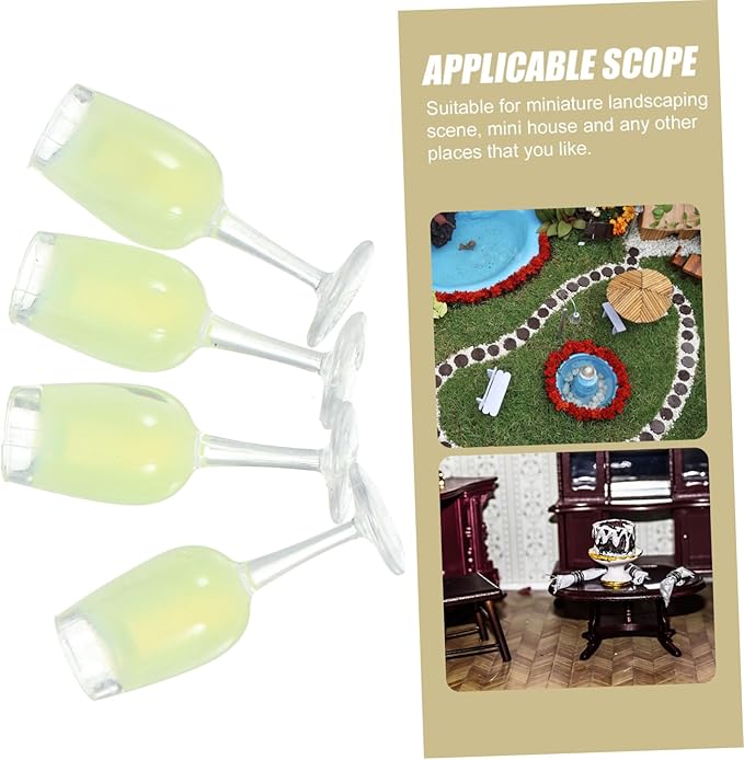Housoutil 5sets Dollhouse Flutes Doll House Accessories Mini Wine Glasses Dollhouse Accessories Miniature Goblet Cups Bottles Mini Wine Cups Mini Cups Prop Miniature Cups Resin 4pcs*5