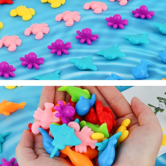 AMOR PRESENT Counting Animals for Toddlers 64 PCS Ocean Animal Matching Game Montessori Educational Color Sorting Toys