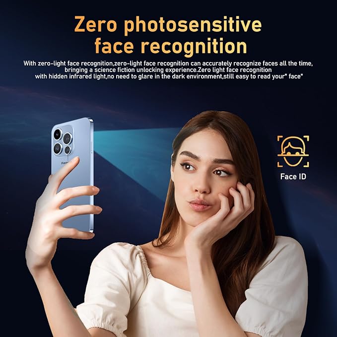 Huness 14PROMA X Smartphone Unlocked Cell Phone,Battery 6800mAh 6.82" HD Screen Unlocked Phones,16+512GB Android 14 with 128GB Memory Card,Dual SIM/Fingerprint Lock/Face ID/GPS (Blue, 16+512G)