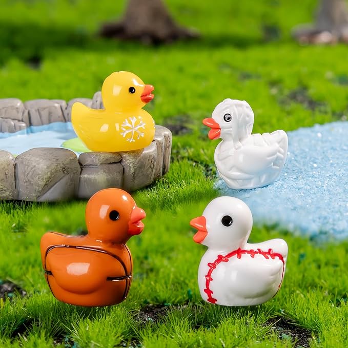 62Pcs Multicolor Mini Resin Ducks,Tiny Ducks to Hide,Exquisite Little Ducks Micro Sculptures,Fairy Garden/Dollhouse Decor/Miniature Landscape Ornaments