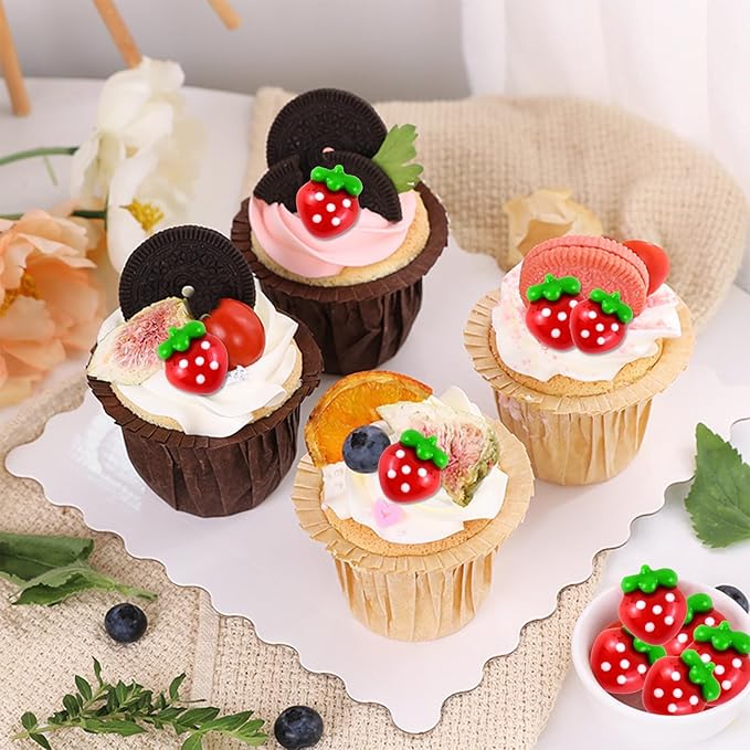 60 Pieces Tiny Strawberry for Dollhouse Miniatures Resin Food for Crafts Mini Strawberry for Dollhouse Mini Kitchen Micro Landscaping Decoration