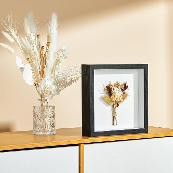 11x11 Shadow Box Picture Frame Display Case with Soft Linen Back-Thickened Panel,Large Black Deep Shadow Box Frame 11x11 for Graduation Flower Medal Pet Photo Craft Memorial Gift