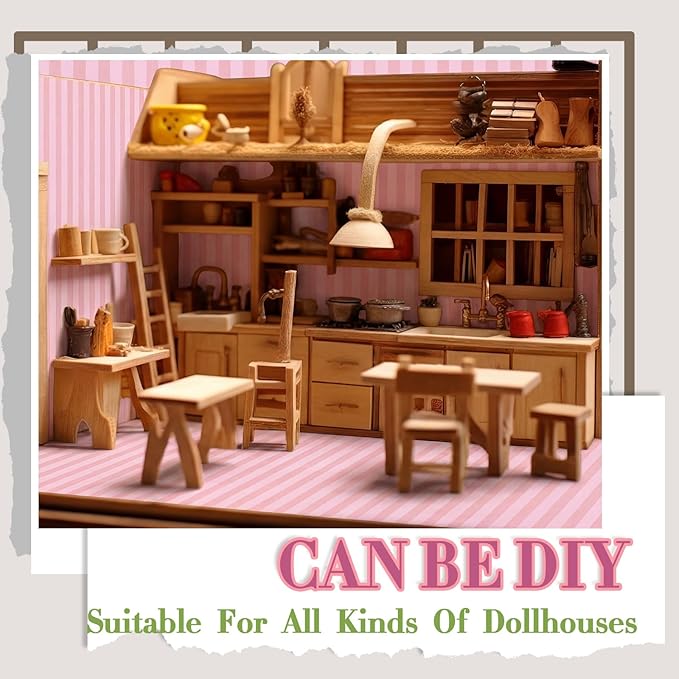 Flutesan 12 Pcs Miniature Dollhouse Wallpaper and Flooring Peel and Stick Mini DIY Self Adhesive Dollhouse Accessories 8.27 x 11.69 Inch (Pink Stripes)