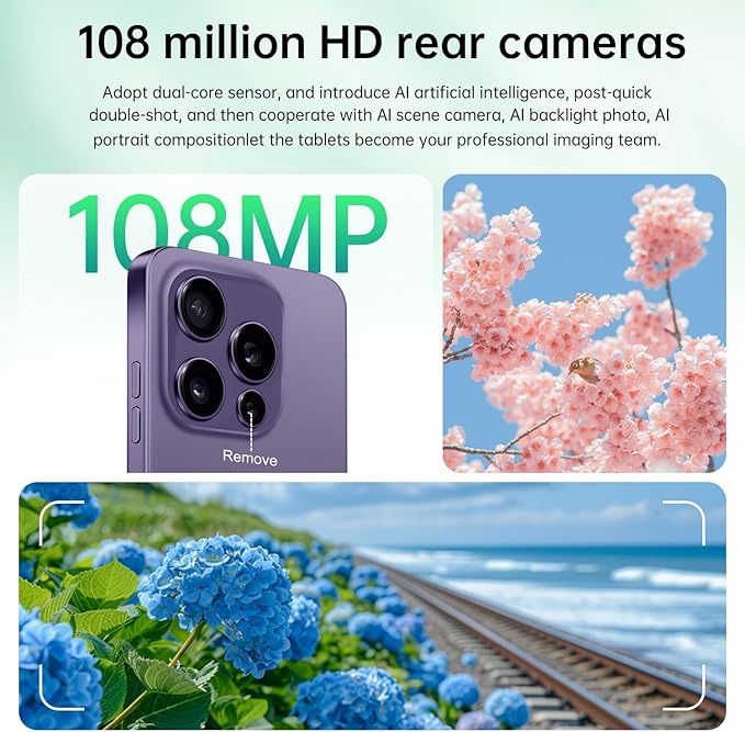 16PROMA X Smartphone Unlocked Cell Phone,6.99" HD Screen Unlocked Phone,16+512GB Android 14 with 128GB Memory Card,Face ID/Dual SIM/5G/Fingerprint Button Unlock/Photos/GPS (Deep Purple, 16+512G)