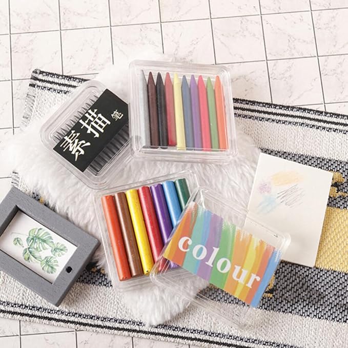 Alasum 3 Boxes of Mini Crayon Sets, Miniature Sketch Pencil Mini Drawing Colored Pencils Portable Color Party Favors Doll House Supplies, 3.50X3.50X0.70CM