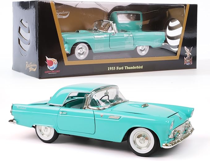 1955 Ford Thunderbird 1/18 Scale Die-Cast Metal Model Premium Classic Vintage Alloy Collection Cars with Display Case, for Kids Men and Teens Dad 14+ Year