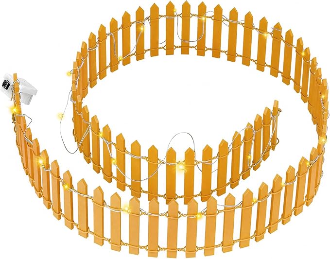 Mini Fairy Garden Fence, 35.5x2 Inch Cuttable Small Wood Picket Fence, DIY Miniature Accessories Decoration for Dollhouse, Crafts, Vegetable Platter, Cake(Orange)