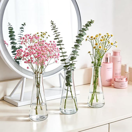 12pcs Glass Bud Vases for Centerpieces, Clear Small Flower Vases Wedding Table Decor for Wedding Decorations Indoor Home Party Decorations, 7.2"
