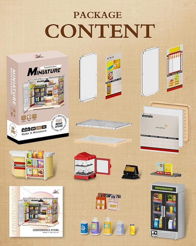 DIY Miniature House Kit, Dollhouse Kit, Miniature Kit, DIY Mini House Building Kit for Adult Teen, Plastic Tiny House Making Kit, Best Craft Hobbies Gift, Convenience Store