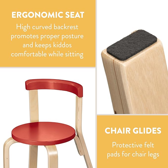 Bentwood Kids Table and Chairs Set, Kids Furniture, Assorted, 5-Piece