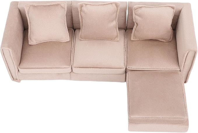 1:12 Scale Miniature Dollhouse Couch Realistic Mini Dollhouse Sofa Furniture with Pillows for Home Decor