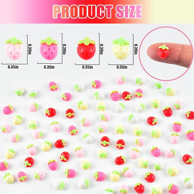 100 Pieces Colorful Tiny Strawberry for Dollhouse Miniatures Resin Food for Crafts Mini Strawberry for Dollhouse Mini Kitchen Micro Landscaping Decoration