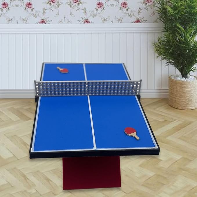 Menolana 1/12 Miniature Table Tennis Table Model, DIY Projects Diorama Layout Decoration Handmade Desktop Ornament Dollhouse Furniture