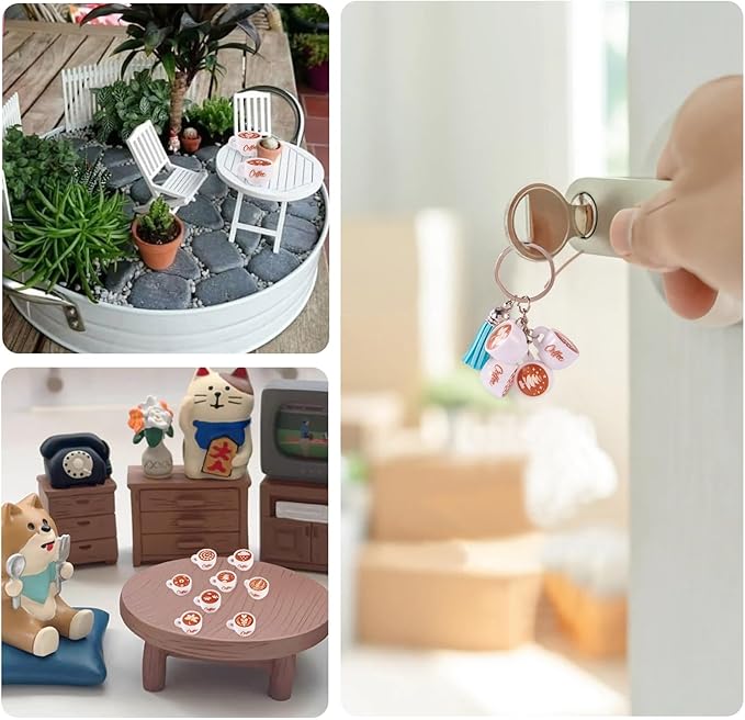 Beadthoven 24Pcs Miniature Coffee Cups Sets Resin Dollhouse Accessory Mini Resin Coffee Mug Miniature Food Mini Kitchen Decoration for Micro Landscape Table Party Decor Keychain DIY Jewelry Making