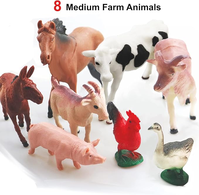 8 Pcs Big Animal Figurines Toys, Farm Realistic Plastic Animals Playset, Educational Preschool Learning Toy Playset for Kids Toddlers