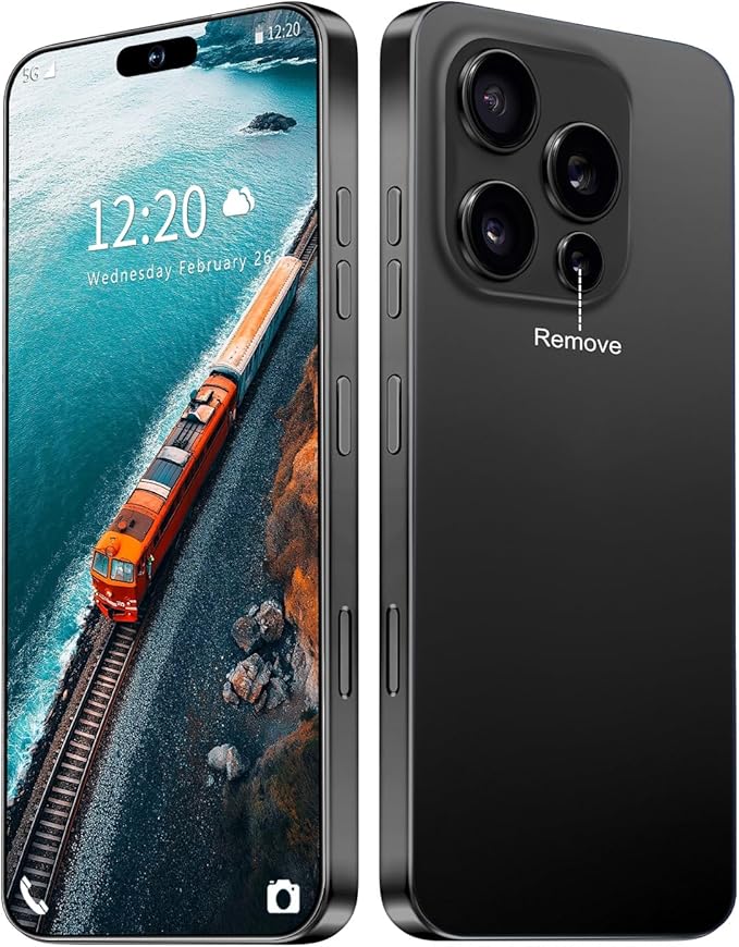 Huness 16PROMA X Smartphone Unlocked Cell Phone,6.99" HD Screen Unlocked Phone,16+512GB Android 14 with 128GB Memory Card,Face ID/Dual SIM/5G/Fingerprint Button Unlock/Photos/GPS (Black, 16+512G)