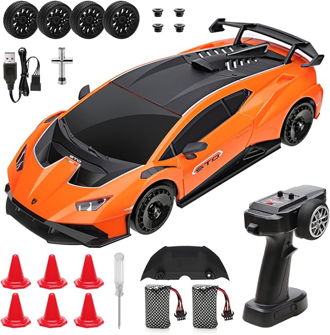 Lamborghini Remote Control Car for Boys 8-12, Officially Licensed 1:18 Scale 2.4GHz 15Km/ RC Drift Car Toys with Headlight, 2 Batteries 60 Min Play, RC Gift Toy for Boys & Girls Ages 3-12 & Adults