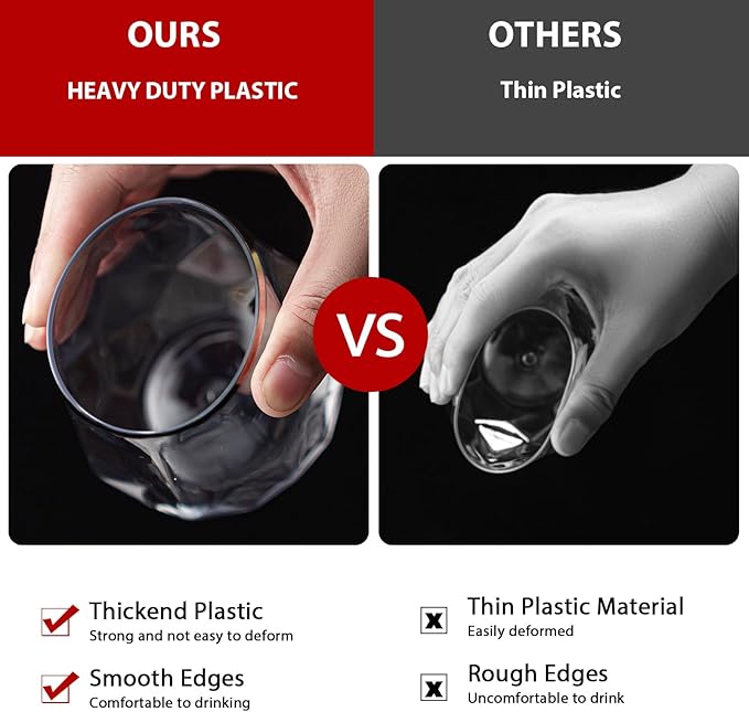 Lueumxc 40 Pack Plastic Wine Glasses, 12Oz Origami Disposable Wine Glasses Unbreakable Clear Plastic Cocktail Glasses Recyclable Shatterproof Reusable Wine Cups (12oz-40pack)