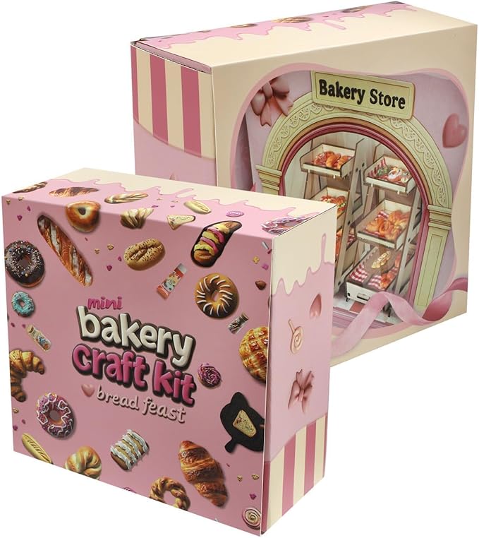 iLAND Crafts Kits for Girls Ages 8-12 Molding Air Dry Clay for Kids Art Kits for Girls Ages 10-12 DIY Mini Dollhouse Food Toys For 7 9 10 Year Old Kids Tween Cute Birthday Gifts Creative Christmas Fun