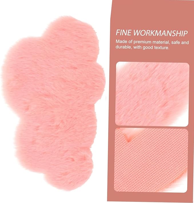 1:12 Scale Miniature Dollhouse Cloud Rug – Soft Pink Faux Fur Carpet, Cozy Bedroom & Living Room Accessory for Dollhouse Decoration, Mini Scene Layout, DIY Display & Micro Landscape Décor (5.8x3.8in)