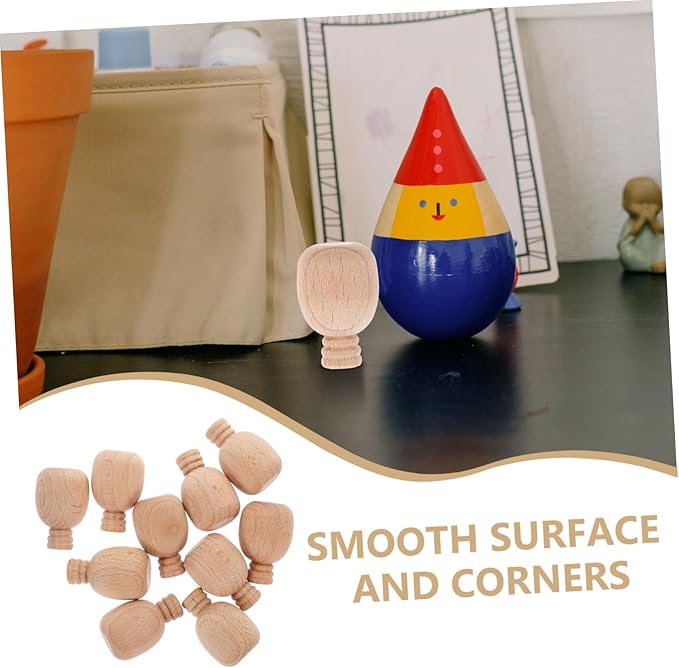 LALAFINA 10pcs Unfinished Wooden Wine Bottle Ornaments Mini Wood Crafts DIY Blank Paintable for Decorative Projects