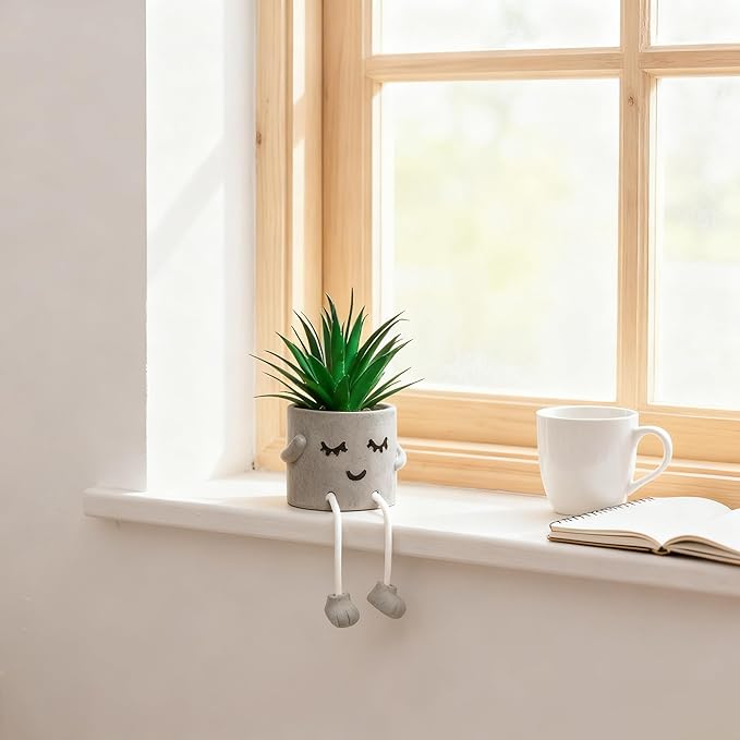 guowanpp Small Artificial Succulent Plant in Pot 1PCS - Lifelike Fake Succulent for Indoor Home Decor, Real Touch Mini Potted Plant for Kitchen Window Sill, Office Desk, Shelf Decor Accessories