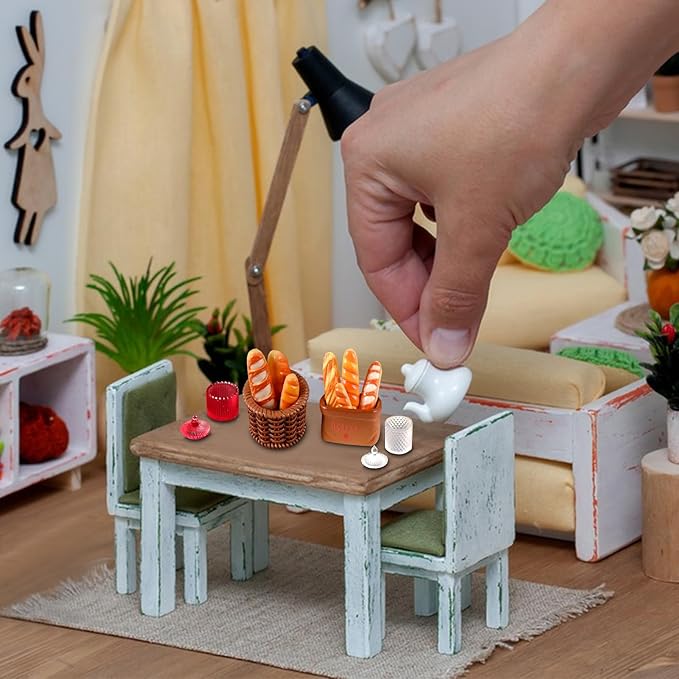3Pcs Mini Bread and Basket Shape Resin Silicone Molds 3D Simulation Bread Basket Epoxy Casting Molds for DIY Micro Resin Dollhouse Fairy Garden Kitchen Miniatures Landscape Tiny Things Decor