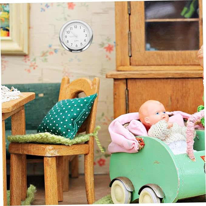 TOYANDONA Miniature Clock Model Models Furniture Tiny House Accessories House Floor Clock Doll House Scene Decoration Doll House Decor Miniatures White Wall Clock Alloy.Glass.Paper Props