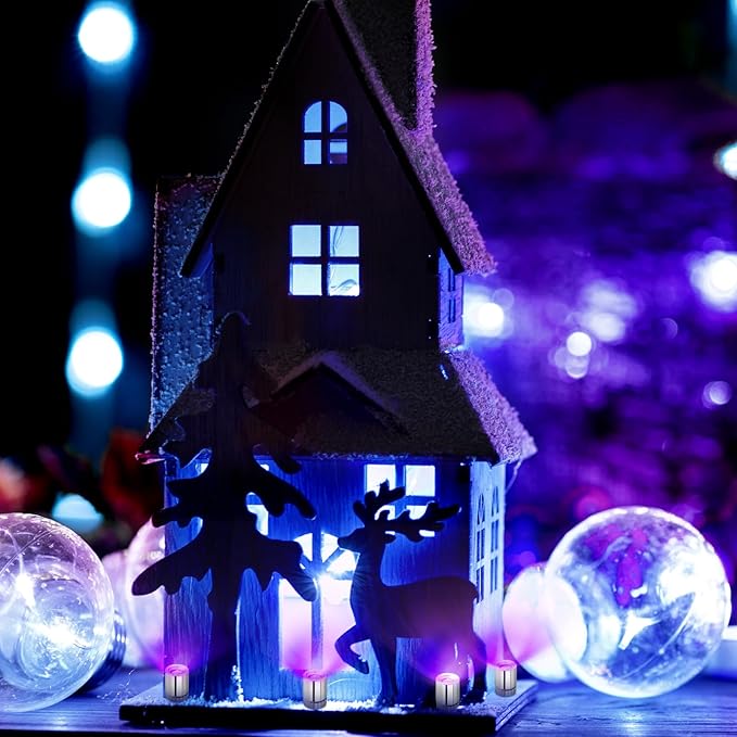 10pcs Miniature LED Spot Lights for Craft, Battery Operated Small LED Light with Battery for Dollhouse Mini Paper Lanterns Party Micro Spotlights Decorations Doll House DIY Projects (Purple)