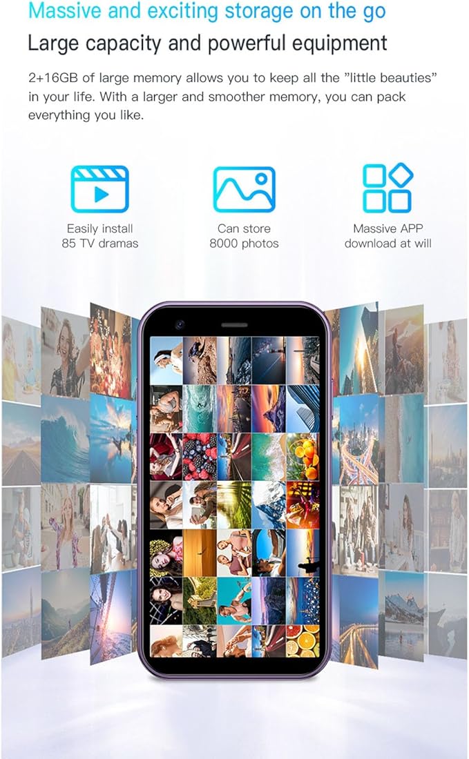 XUMIUZIY Mini Smartphone, Slim Unlocked Cell Phones with 3" HD Screen, 2GB RAM 16GB ROM, Dual Cameras, Dual SIM Card Slot, 3G Network, 1000mAh Battery, 8.1 (Ocean Blue)