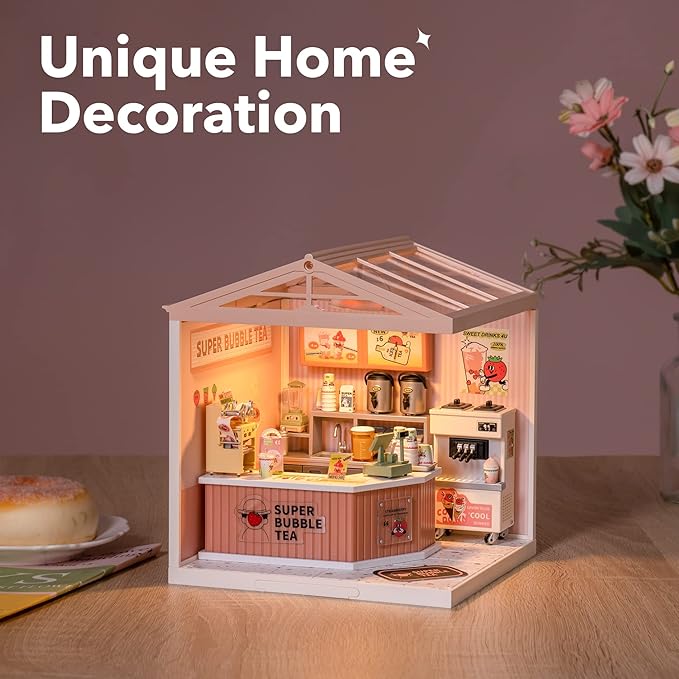 Wowood Super Creator-Mini Blocks Model Building Set for Adults, Miniature Plastic House Kit Super Store-Building Blocks Toys for Adult, DIY Crafts/Hobbies for Adult (Double Joy Bubble Tea)