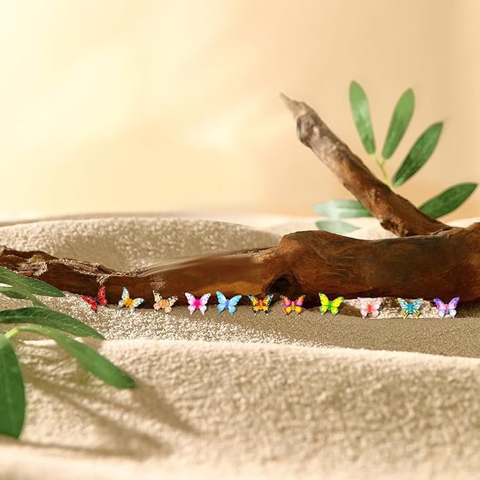 100 Pieces Tiny Butterfly Decor for Crafts Dollhouse Miniatures Resin Micro Butterfly for Dollhouse Fairy Garden Micro Landscaping Decoration