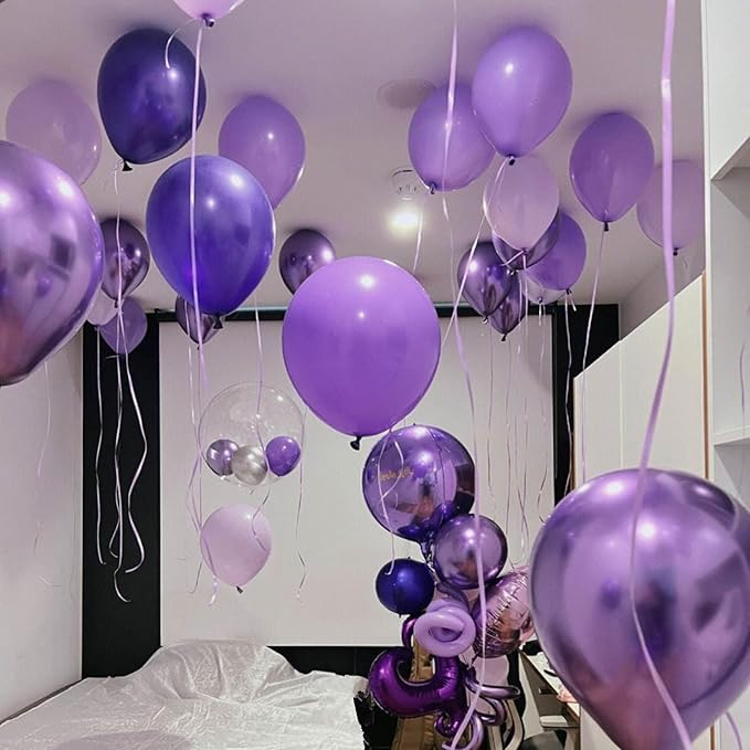 5 inch Purple Party Balloons, 100 pcs Mini Purple Latex Balloons for Birthday Wedding Baby Shower Decorations (Dark Purple)