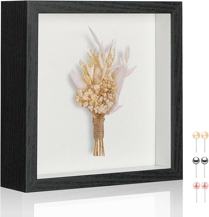 8x8 Shadow Box Picture Frame Display Case with Soft Linen Back-Thickened Panel,Small Black Deep Square Shadow Memory Box Frame 8x8 fo Flower Pet Wedding Photo Craft Memorial Gift