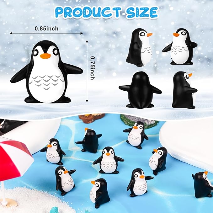 120 Pcs Mini Penguin Resin Figurines, Tiny Animals Miniature Ornaments for Home Decor, Cake Decoration, DIY Crafts